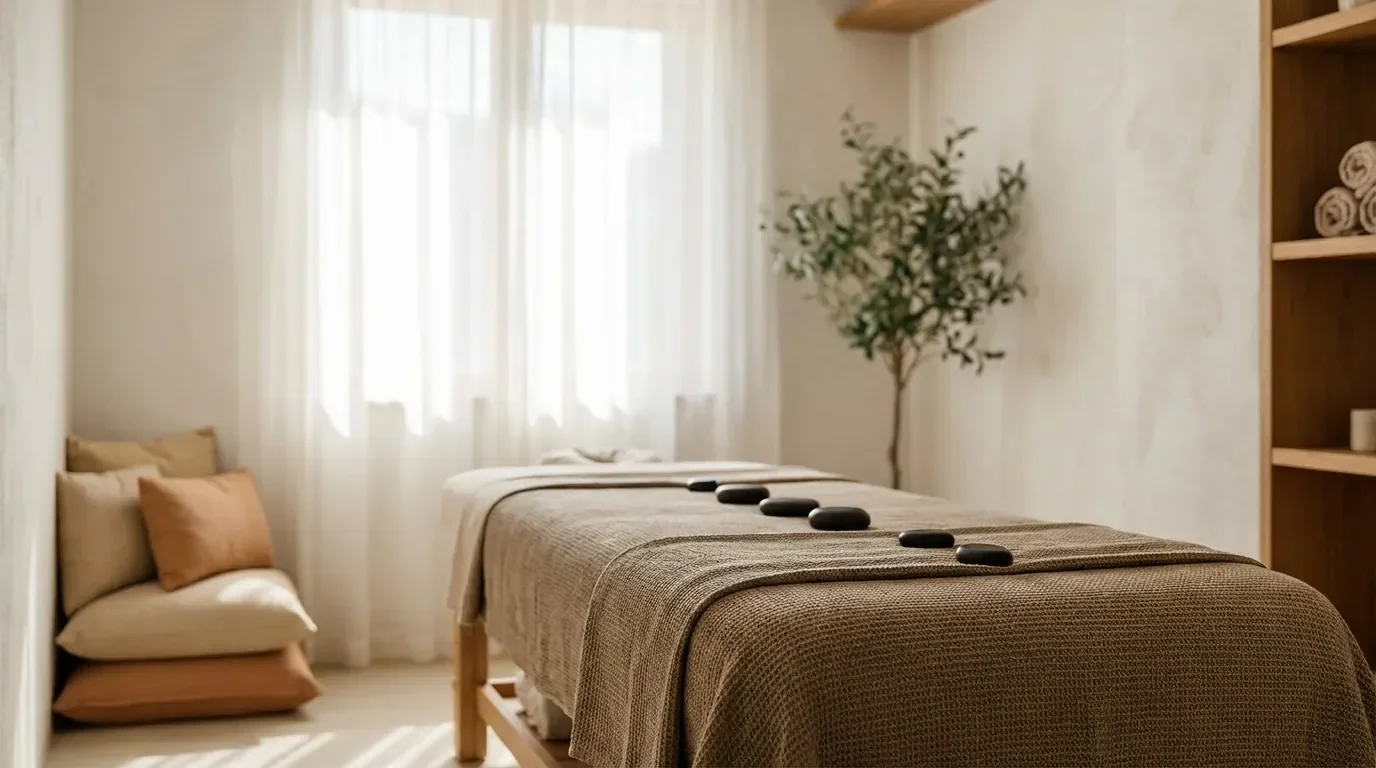 חדר טיפול אנרגטי שקט ומואר באור טבעי